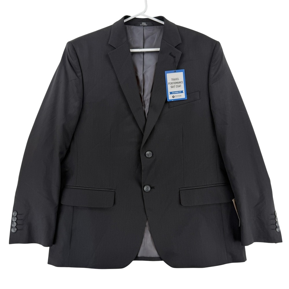 Haggar Suit Jacket Mens 42‎ Short Gray Travel Performance 2 Button Notch NWT